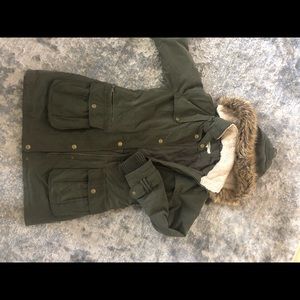 Dkny army green parka coat
